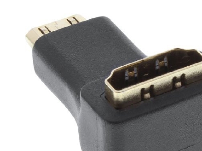 Inline Hdmi Adapter, Hdmi A Buchse Auf Mini Hdmi C Stecker, Gewinkelt, 4K2k, Hdmi A Female, Hdmi C, Schwarz