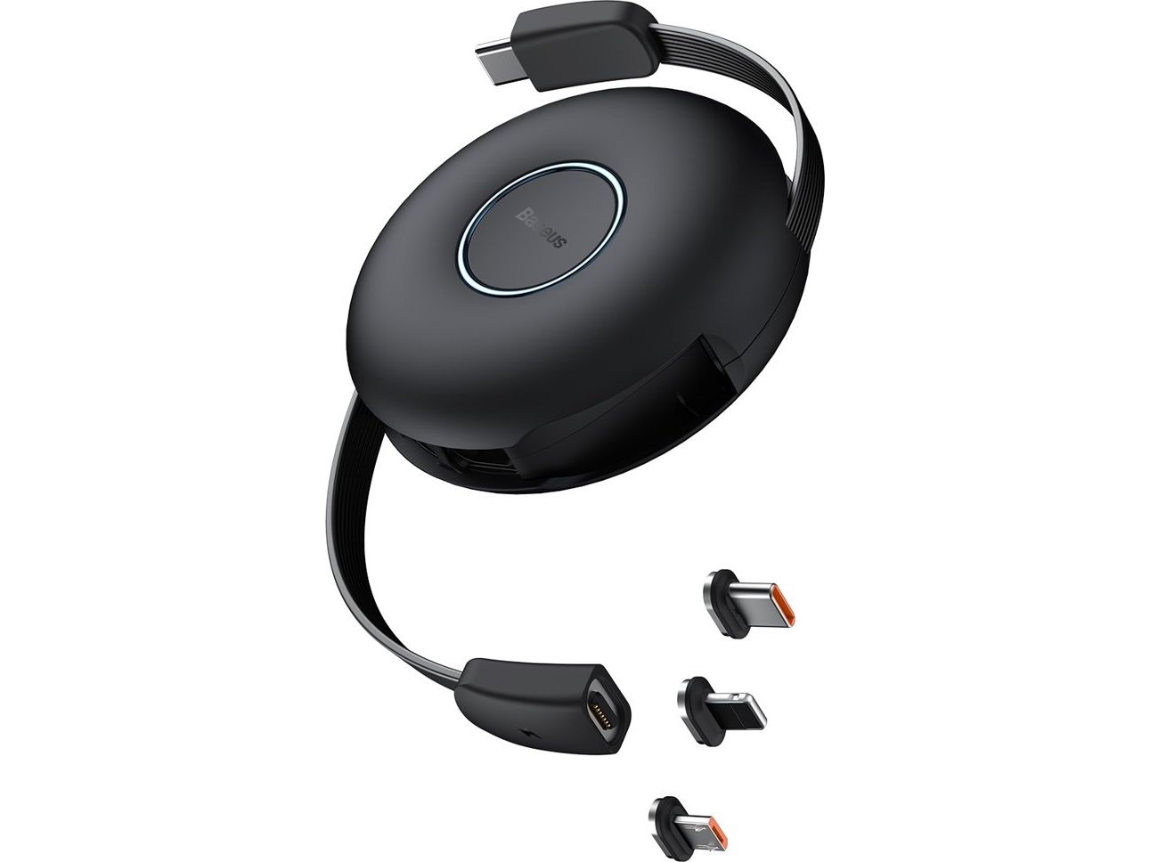 Kabelis Usb C - Magnetiniai Antgaliai Usb C, Ip Lightning, Micro Usb, 1M, Su Susukimo Dėžute Juodas Baseus