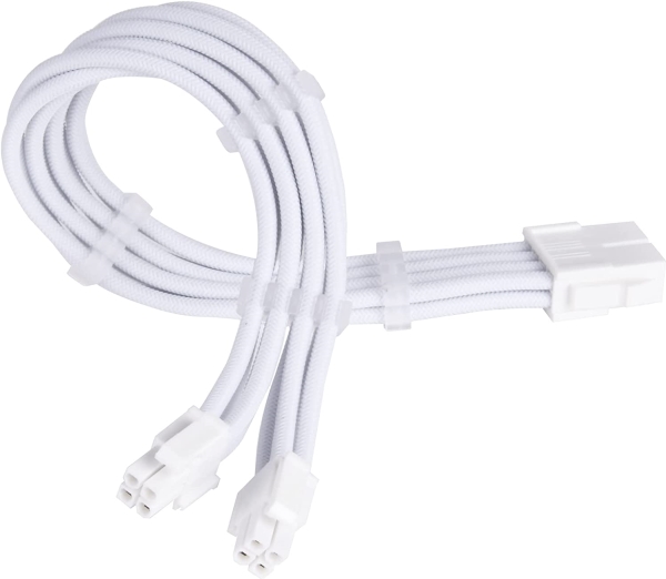 Silverstone Netzteil-Verlängerungskabel Sst-Pp07e-Eps8w-V2, Eps 12V 8-Pin (4+4) (Weiß, 30 Cm)