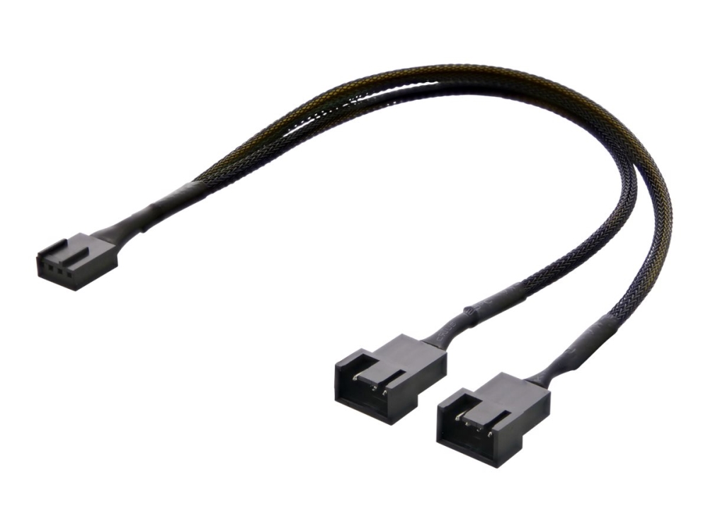 DELTACO - Strøm-splitter - 4 pin blæserstikforbindelse (han) til 4 pin blæserstikforbindelse (hun)