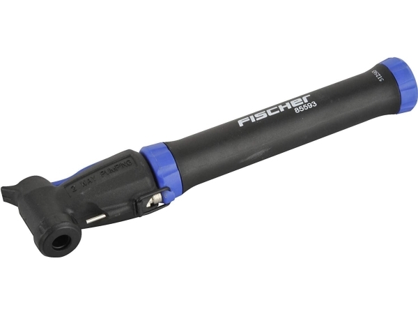 Fischer Mini-Fahrrad-Luftpumpe, Höhe: 265 Mm Kompakte Abmessungen: (H)265 X (B)80 X (T)35 Mm, Mit Doppel - 1 Stück (85593)