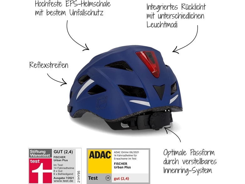 Fischer "Urban Plus Boston" Cykelhjelm, Størrelse: S/M Ekstremt Robust Polykarbonatskal, Højstyrke Eps - 1 Stk (50631)
