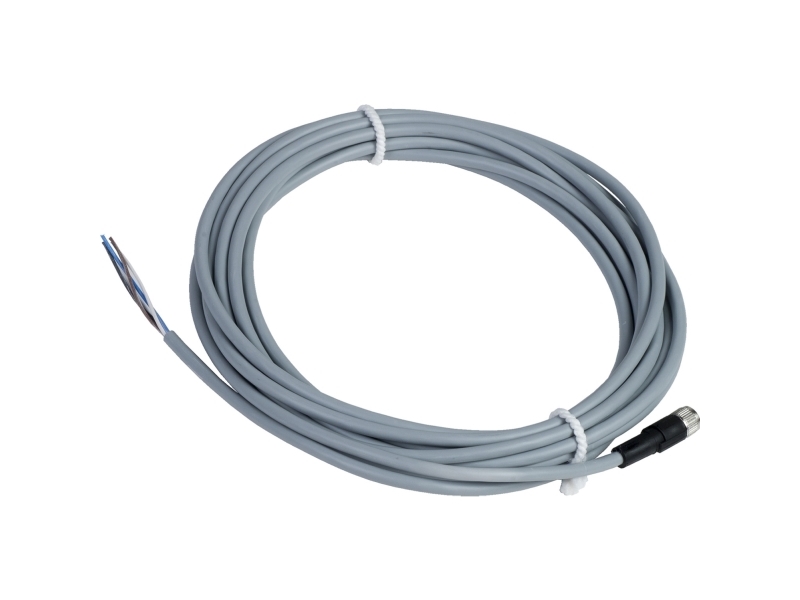 Schneider Electric XZCPV0941L5, 5 m, M8, Naaras, Harmaa, Polyvinyylikloridi (PVC), -25 - 80 °C