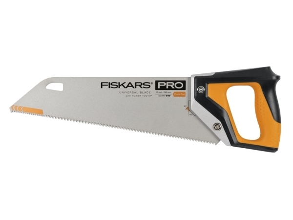 Fiskars Pro PowerTooth, Kaarisaha, Puu, Musta, Hopea, Keltainen, Musta, Keltainen, 38 cm, 0,9 mm