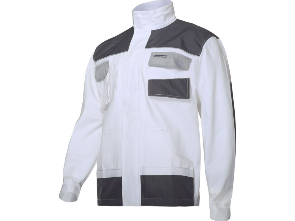 Lahti Pro Sweater vit/grå, 100% bomull, 2L / 54 (L4041354) | Arbetskläder | GameStuff