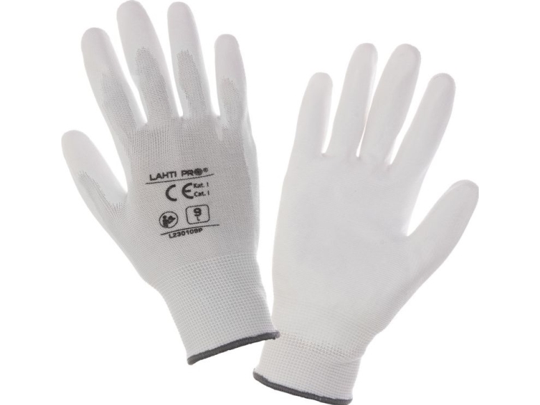 Lahti Pro Protective Gloves Coated With Polyurethane White 10 "L230110p