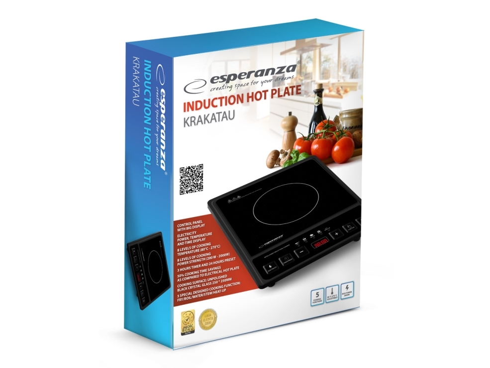 Esperanza Ekh011, Sort, Bordplade, Zone Induktionskogeplade, Keramisk, 1 Zone(S), 1 Zone(S)