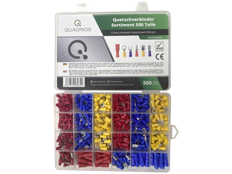 Quadrios 22C424 Klemmeforbindelsesstykker-Sortiment 0.5 Mm² - 2.5 Mm² Rød, Blå , Gul 1 Set