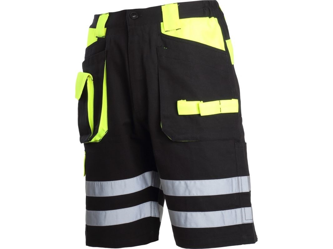 Lahti Pro Korte Shorts Sort Og Gul 100% Bomuld Med Refleks "L" (L4070503)