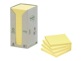 Post-It Recycled Notes, Kanariengelb , 16 Blöcke, 76 Mm X 76 Mm