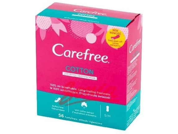 Carefree Cotton Uscented Damenbinden - Unparfümiert 1Op.-56Pcs