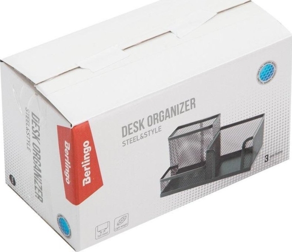 Berlingo Steel & Style Desk Organizer 3 Room Black | Arkivering - Tillbehör - Övriga | GameStuff