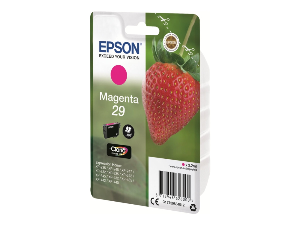 Epson 29 - 3,2 Ml - Magenta - Original - Blister - Patrone - Für Expression Home Xp-245, 247, 255, 257, 332, 342, 345, 352, 355, 435, 442, 445, 452,