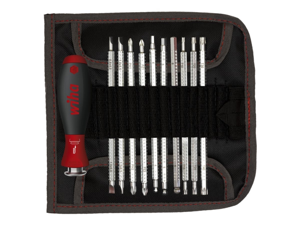 Wiha System 6 281 - Handhalter Mit Bitset - 12 Stücke - In Roll-Up Bag (03591)