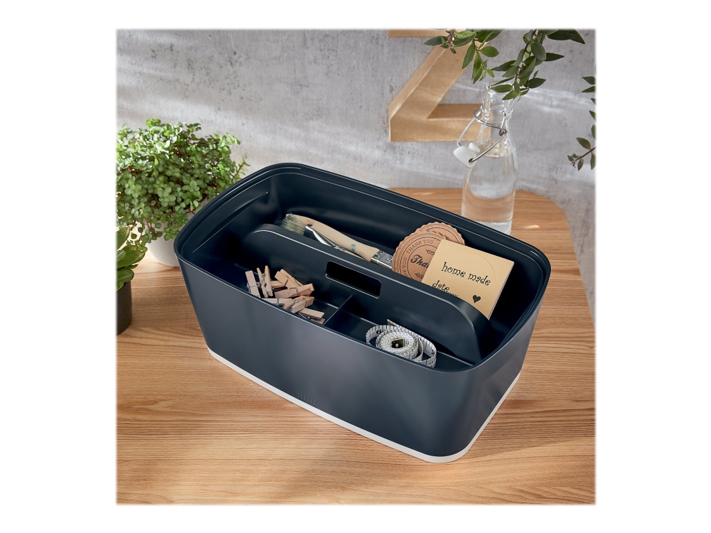 Leitz MyBox Cosy - Lagringsfack - 3 utrymmen - small - sammetsgrå | Arkivering - Arkiv box/mappar - Förvaringslåda för hängmappar | GameStuff