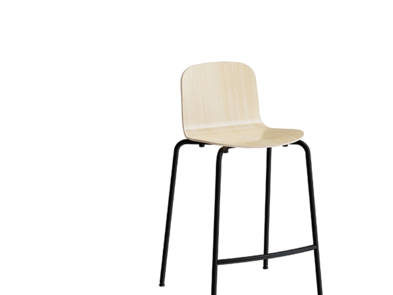 Barstol ADD Hvidpigmenteret eg laminat, grå ben