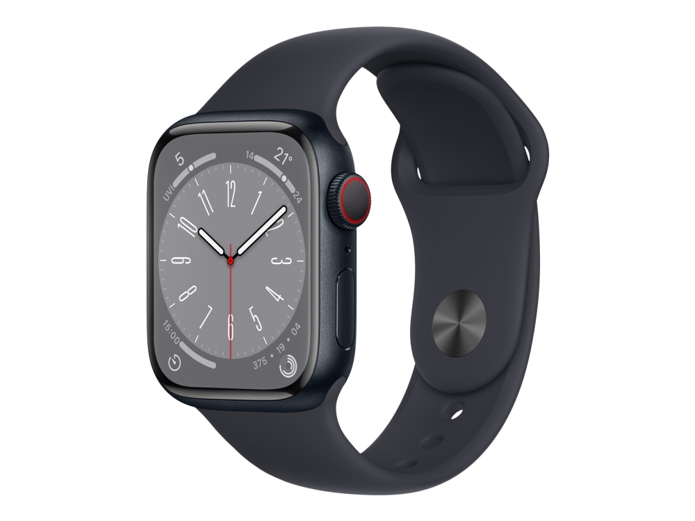 Apple Watch Series 8 (Gps + Cellular) - 41 Mm - Midnight Aluminium - Smart Klocka Med Sportband - Fluoroelastomer - Midnatt - Bandstorlek: Normal - 32 Gb - Wi-Fi, Lte, Bluetooth, Uwb - 4G - 32 G