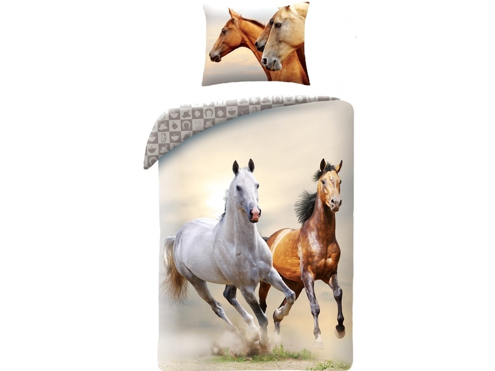 Billede af Heste 'Running Horses' Sengetøj Model 2 - 100 Procent Bomuld