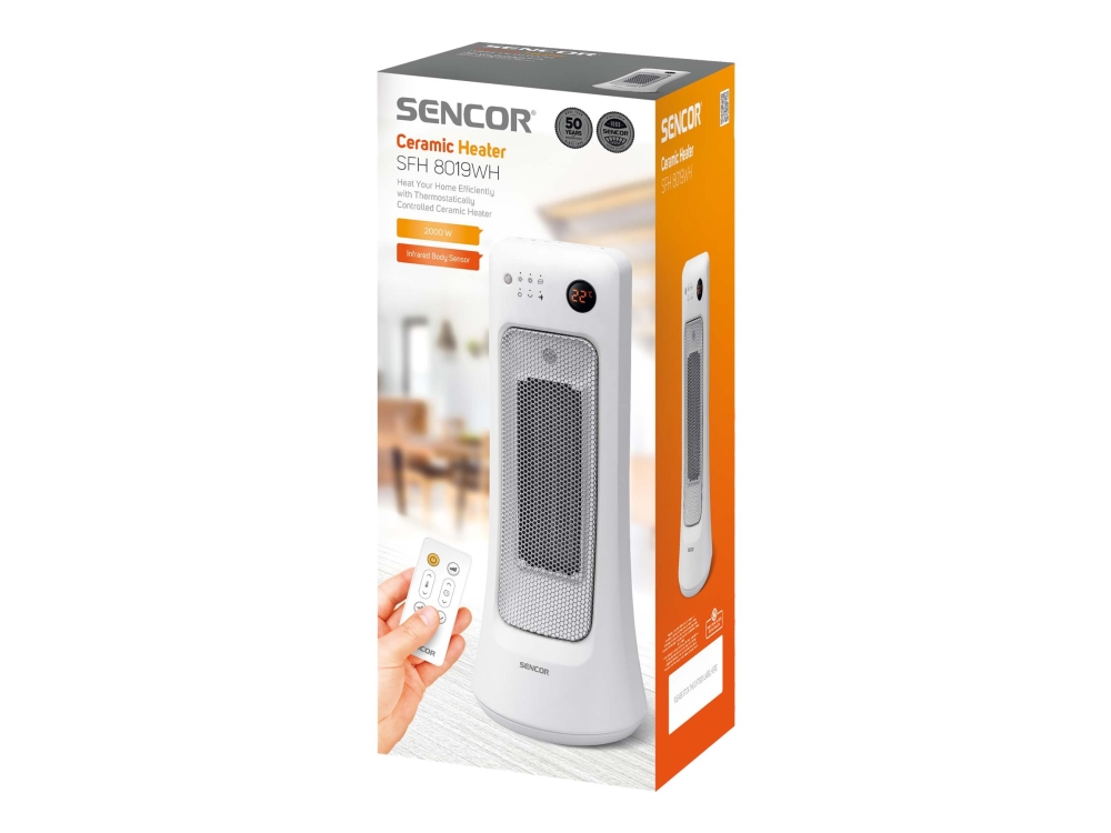 Sencor Sfh 8019Wh - Varmeapparat - Tower - 2000 W - Hvid