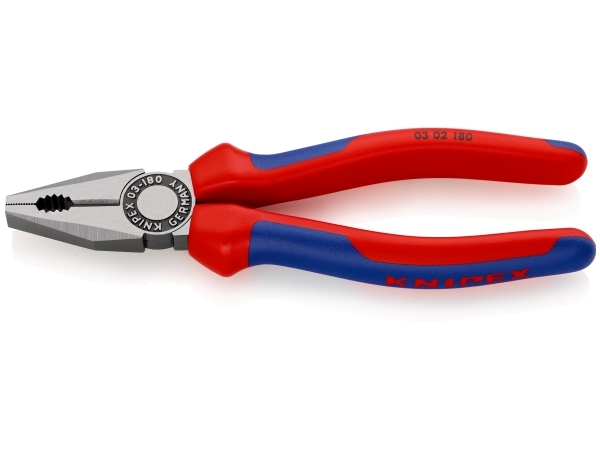 Knipex KP-0302180, Lineman''s tænger, Stål, Blå, Rød, 54 mm, 180 mm, 21 mm