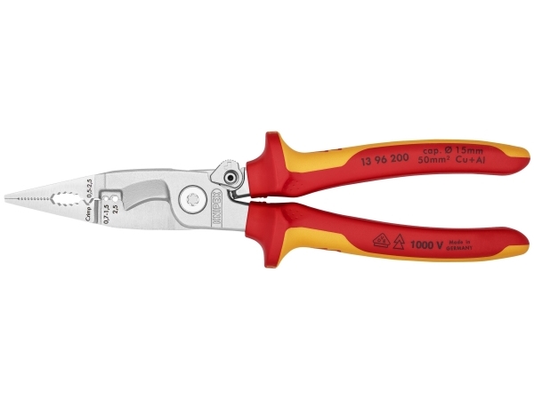 Knipex 13 96 200, Nåletang, Stål, Plast, Orange, Rød, 20 Cm, 280 G