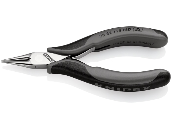 Knipex 35 32 115 ESD, Nåletang, Stål, Plast, Sort, Grå, 115 mm, 70 g