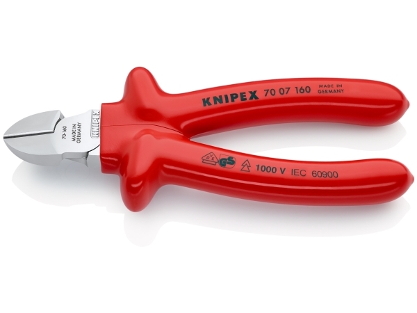 Knipex 70 07 160, Diagonale Zange, Chrom-Vanadium-Stahl, Kunststoff, Rot, 160 Mm, 227 G