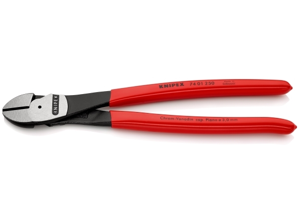 Knipex 74 01 250, Diagonal tang, Krom-vanadium-stål, Plast, Rød, 250 mm, 391 g