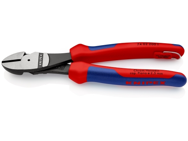 Knipex 74 02 200 T, Diagonale horisontale tænger, 4,2 mm, Krom-vanadium-stål, Plast, Blå, Rød, 200 mm