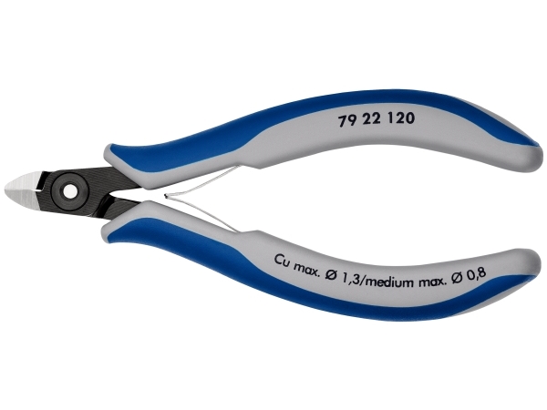 Knipex 79 22 120, Diagonaltang, Krom-Vanadium-Stål, Plast, Blå, Grå, 120 Mm, 56 G