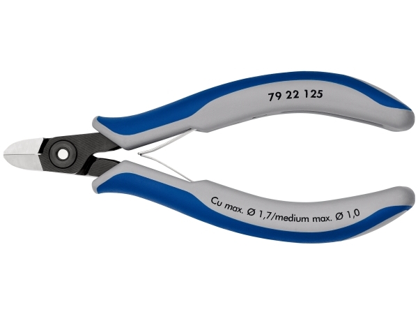 Knipex 79 22 125, Diagonaltang, Krom-Vanadium-Stål, Plast, Blå, Grå, 125 Mm, 60 G