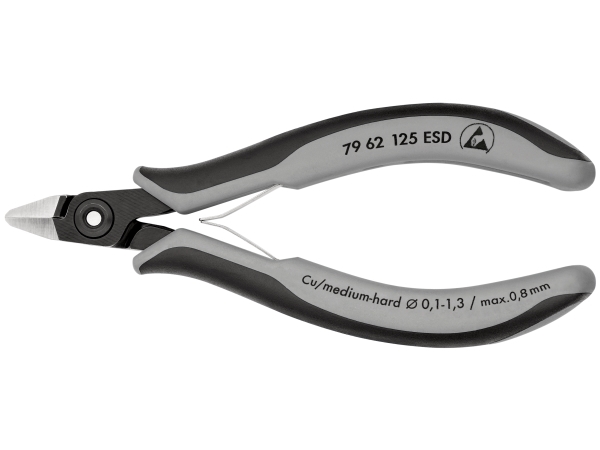 Knipex 79 62 125 Esd, Diagonale Zange, 1 Cm, Stahl, Schwarz, Grau, 125 Mm, 58 G