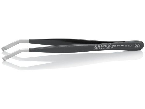 Knipex 92 16 01 ESD, Rustfrit stål, Sort, Flad, Kurvet, 15 g, 10 mm