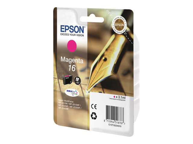 Epson 16 - 3.1 Ml - Magenta - Original - Blækpatron - For Workforce Wf-2010, 2510, 2520, 2530, 2540, 2630, 2650, 2660, 2750, 2760