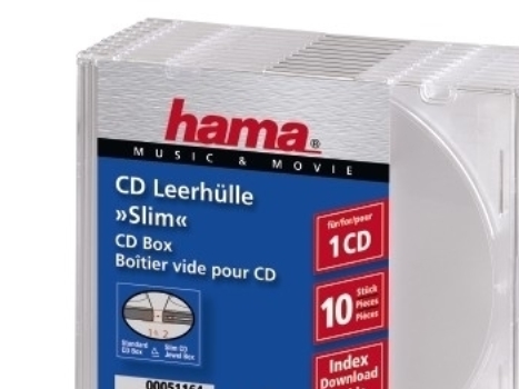 Hama CD Slim Empty Box, pack 10, transparent, 1 diske, Transparent, 145 mm, 125 mm, 53 mm, 354 g