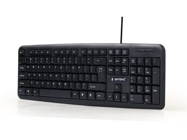 Gembird Kb-U-103-Pt, Volle Größe (100%), Kabelgebunden, Usb, Membran Key Switch, Schwarz