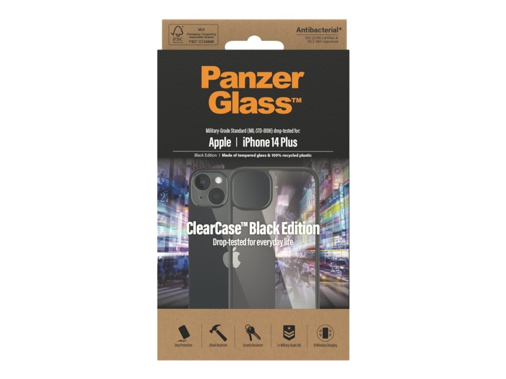 Panzerglass Clearcase - Black Edition - Bagsidecover Til Mobiltelefon - Hærdet Glas, 100 % Genbrugt Plastik - Sort, Gennemsigtig - For Apple Iphone 1