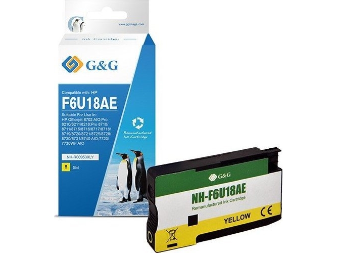 G& G G& G Kompatibel Blæk / Ink Z F6u18ae Gul 1600s Nh R00953xly Til Hp \"officejet Pro 8210/8211/8218