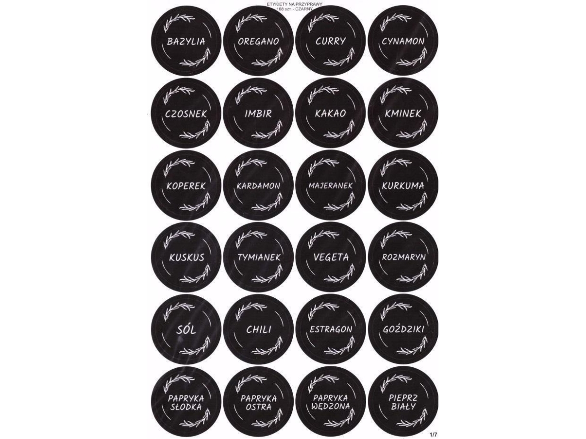 Krydderietiket 40 mm sort 168 stk