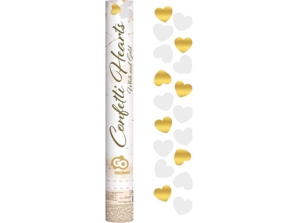 Confetti pneumat.guld/hvide hjerter.KP-ZB40 70528