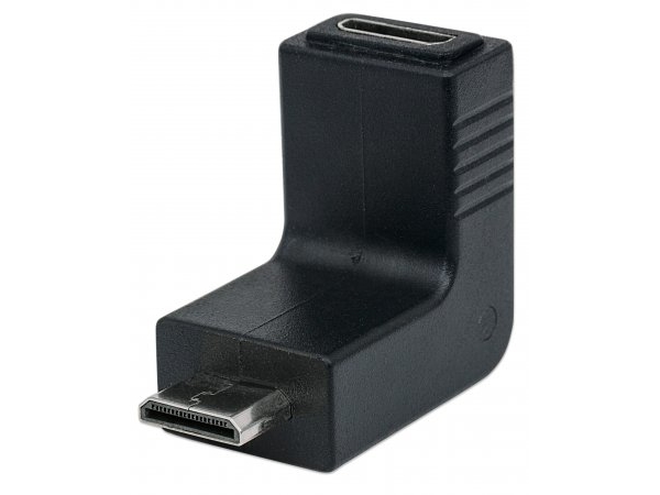 Manhattan Hdmi-Adapter, Gewinkelt, Hdmi Mini-C-Buchse Auf Mini-C-Stecker, 90Â° Nach Unten Gewinkelt, Hdmi Mini C, Hdmi Mini C, Schwarz
