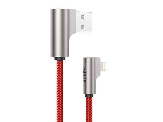 Aukey Cb-Al01 Rød Oem Ultrahurtig Nylon Quick Charge Lightning-Usb-Kabel | 2M | Mfi Apple-Zertifizierung