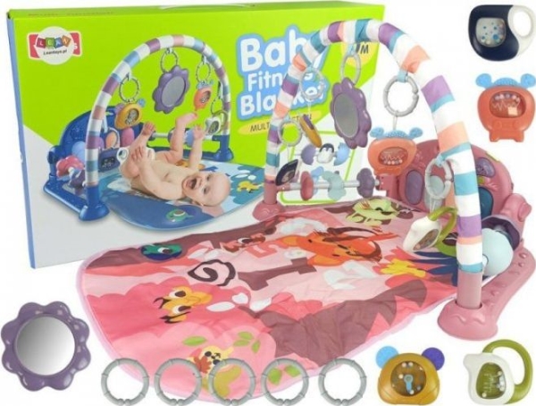 Lean Sport babymåtte med skum rangler rangler bidering spejl lyd pink