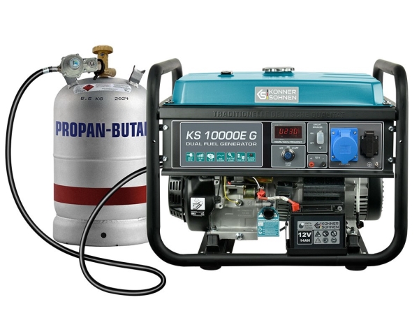 KÖNNER & SÖHNEN HYBRID GENERATOR (PETROL/LPG) 7.5kW 230V KS 10000E G ELECTRIC START