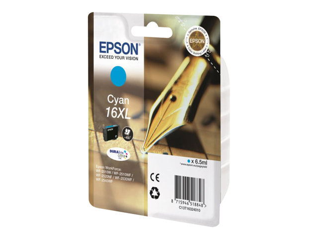 Epson 16Xl - 6.5 Ml - Xl - Cyan - Original - Blækpatron - For Workforce Wf-2010, 2510, 2520, 2530, 2540, 2630, 2650, 2660, 2750, 2760