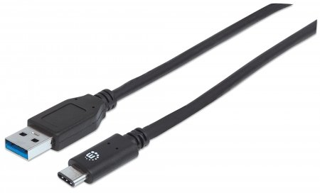 Manhattan 353373, 1 M, Usb A, Usb C, Usb 3.2 Gen 2 (3.1 Gen 2), 10 Gbit/Sek., Sort