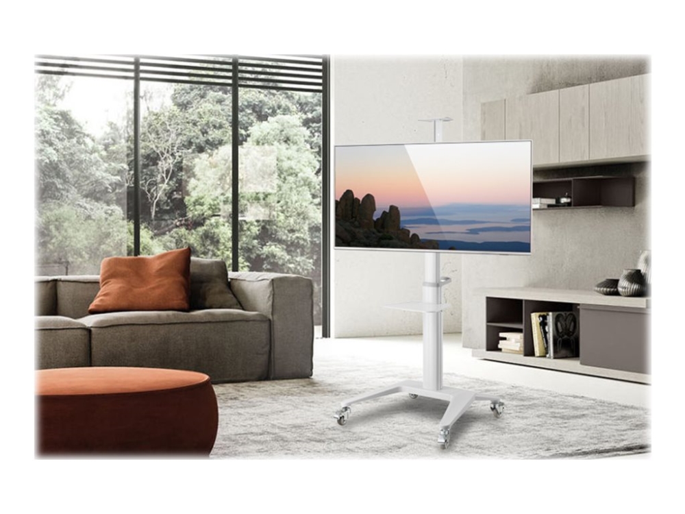 TECHly - Vogn med hjul - for fladt panel/AV-udstyr - aluminium, stål, plastik - blank hvid - skærmstørrelse: 37-70