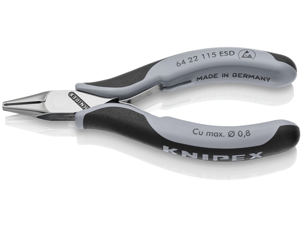 Knipex 64 22 115, Rundzange, Stahl, Blau, Rot, 115 Mm, 65 G