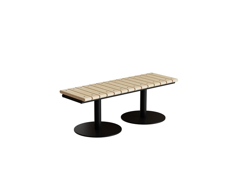 Siddebænk Cirkum, 3-pers lige, massiv eg, alugråt understel