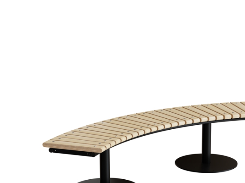 Sitzbank Cirkum 60° Gebogen, Birke-Laminat, Alu-Graues Gestell